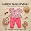 New Stylish Summer Outfit For Girls: Short-Sleeved Floral Dress With Square Collar For Little Girls And Toddlers Casual And Fashionable