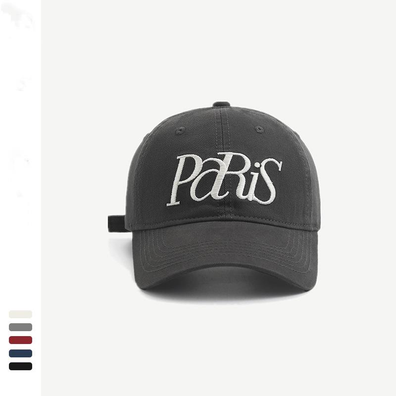 New retro baseball cap women's summer big head circumference wide brim showing face small simple letter embroidered cap