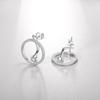 ANDYWEN 925 Sterling Silber Zwei-Wege-Kreis rund Zirkon Pave Piercing Pendientes Luxus Ohrstecker Luxus edler Schmuck