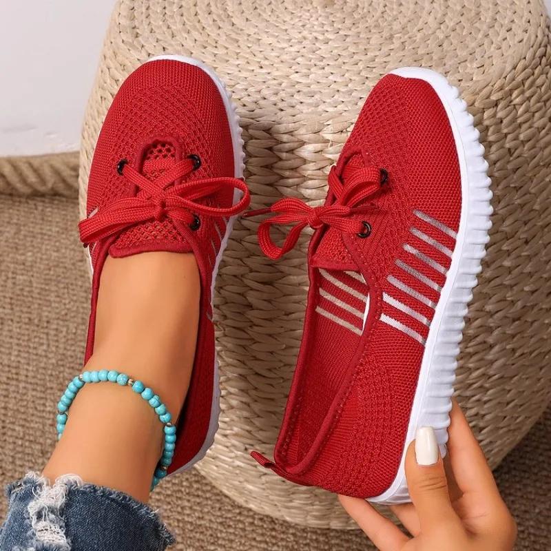 Mode Dames Casual Schoenen 2025 Nieuwe Lichte Sneakers Dames Mesh Ademend Instappers Vetersluiting Mode Comfortabele Sportschoenen