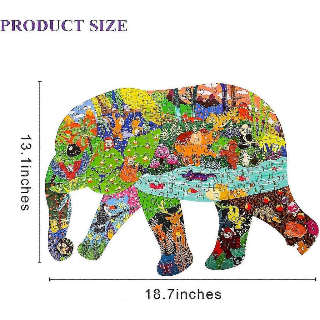 Puzzle per Bambini dai 4 agli 8 anni, 8-10 anni, 10 anni e Adulti 200 Pezzi Puzzle Difficili a Forma di Elefante Animale per Bambini e Bambine Regalo di Natale Compleanno