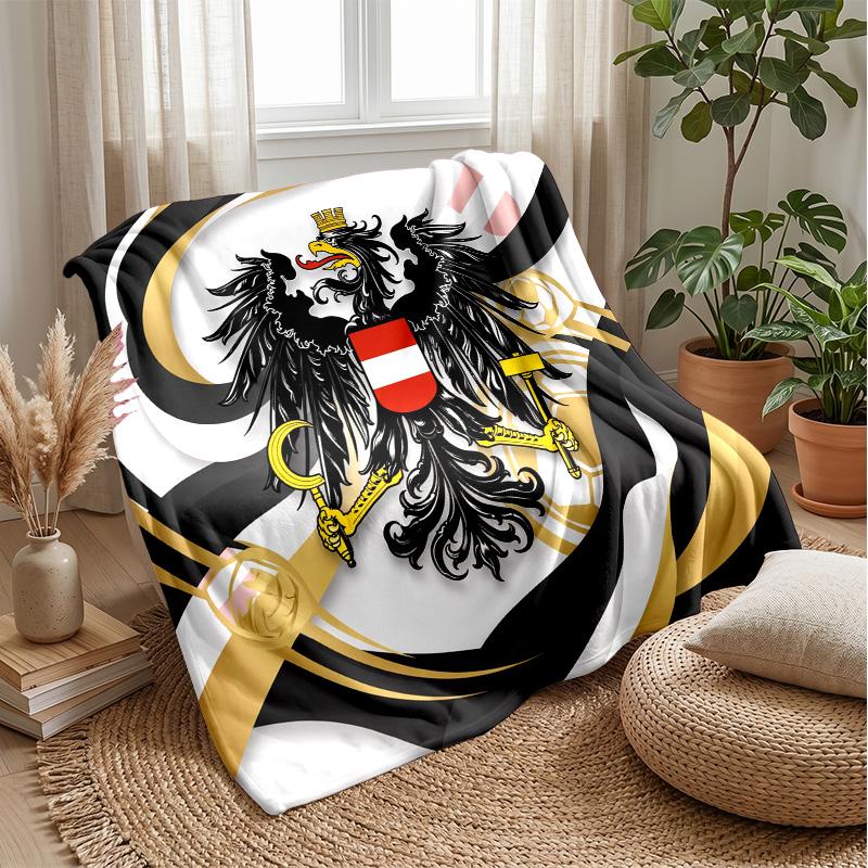 Austria Football Printed Flannel Blanket Skin Friendly Warm Decorative Throw for Indoor Couch Bed Daily Use