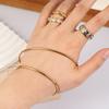 Minimalist Simple Lines Asymmetrical Open Bracelet Waterproof Stainless Steel  Ring Jewelry Party Gift