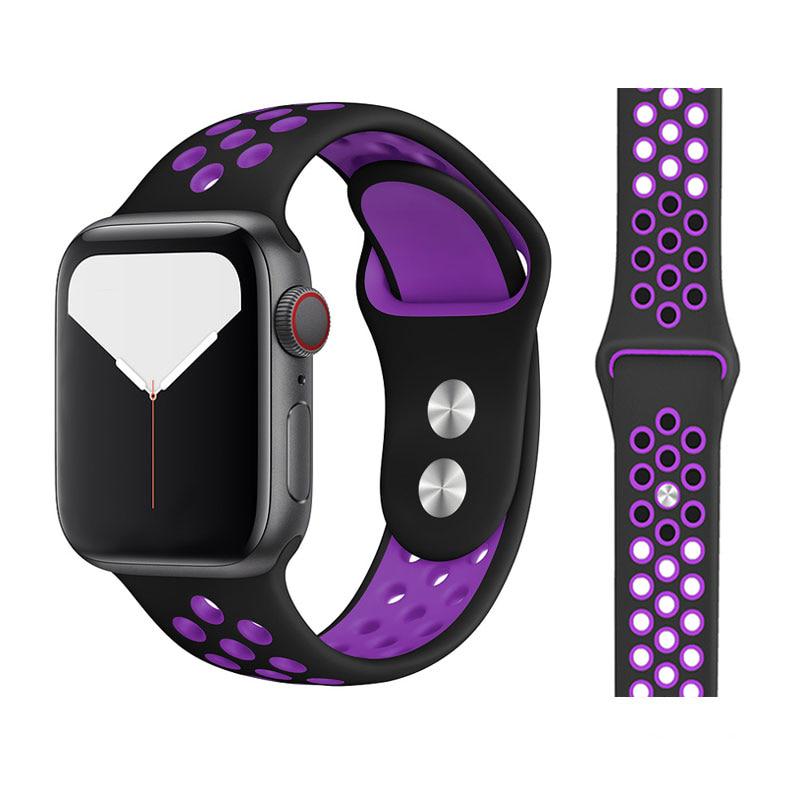 Neues atmungsaktives Silikon-Sportarmband für Apple Watch 5, 4, 3, 2, 1, 42 mm, 38 mm, Gummiarmband, Armbänder für Iwatch 5, 4, 3, 40 mm, 44 mm