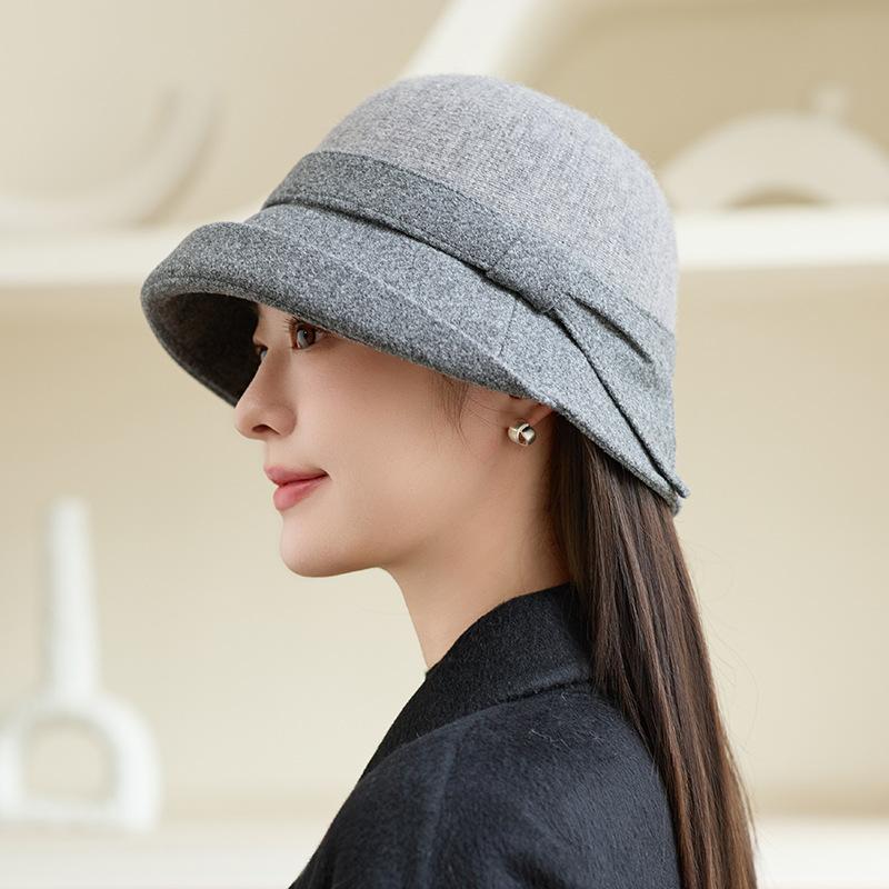 Middle-aged and Elderly Fashion Basin Hat Women's Autumn and Winter Elegant Warm Top Hat New Fashion Bucket Hat