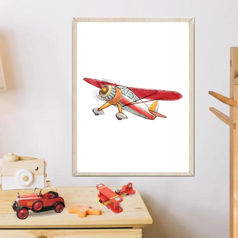 Cartoon Minimalist Poster Camping Vehicle Airplane Ship Canvas Painting Prints Kids Room Nursery Wall Art Cuadros Decoration
