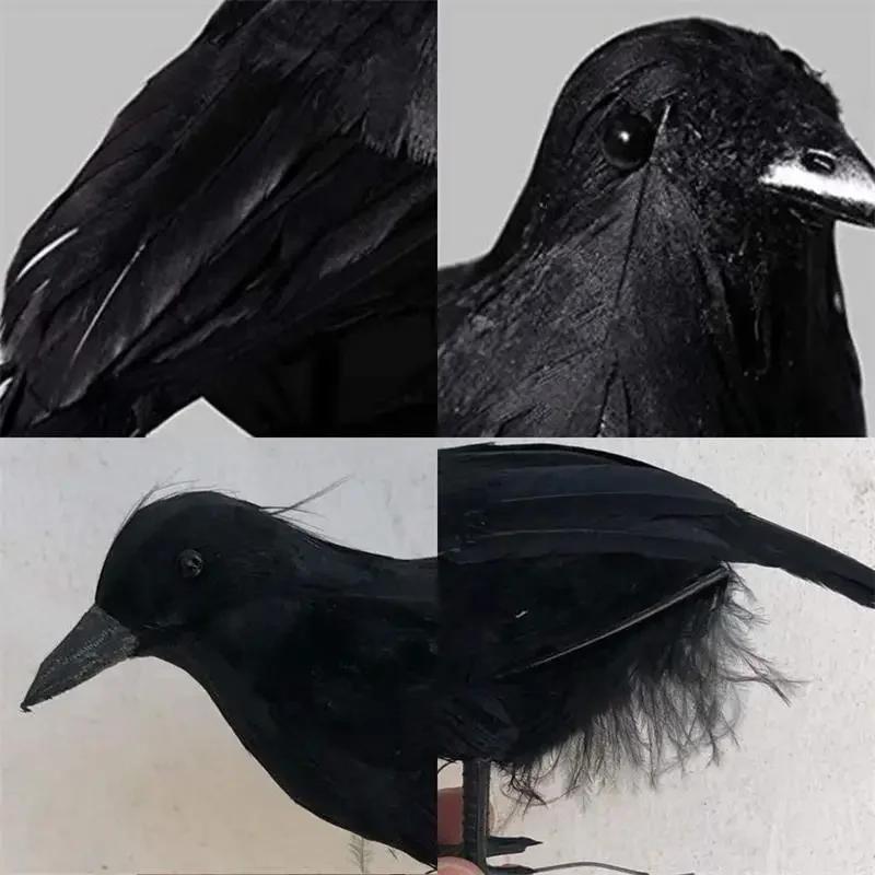 2025 Schwarzer Rabe Tierfigur Vogel Jagd Lockvogel Dekoration Für Party Rabe Requisite Gruselige Zubehör Halloween Dekorationen Für Zuhause