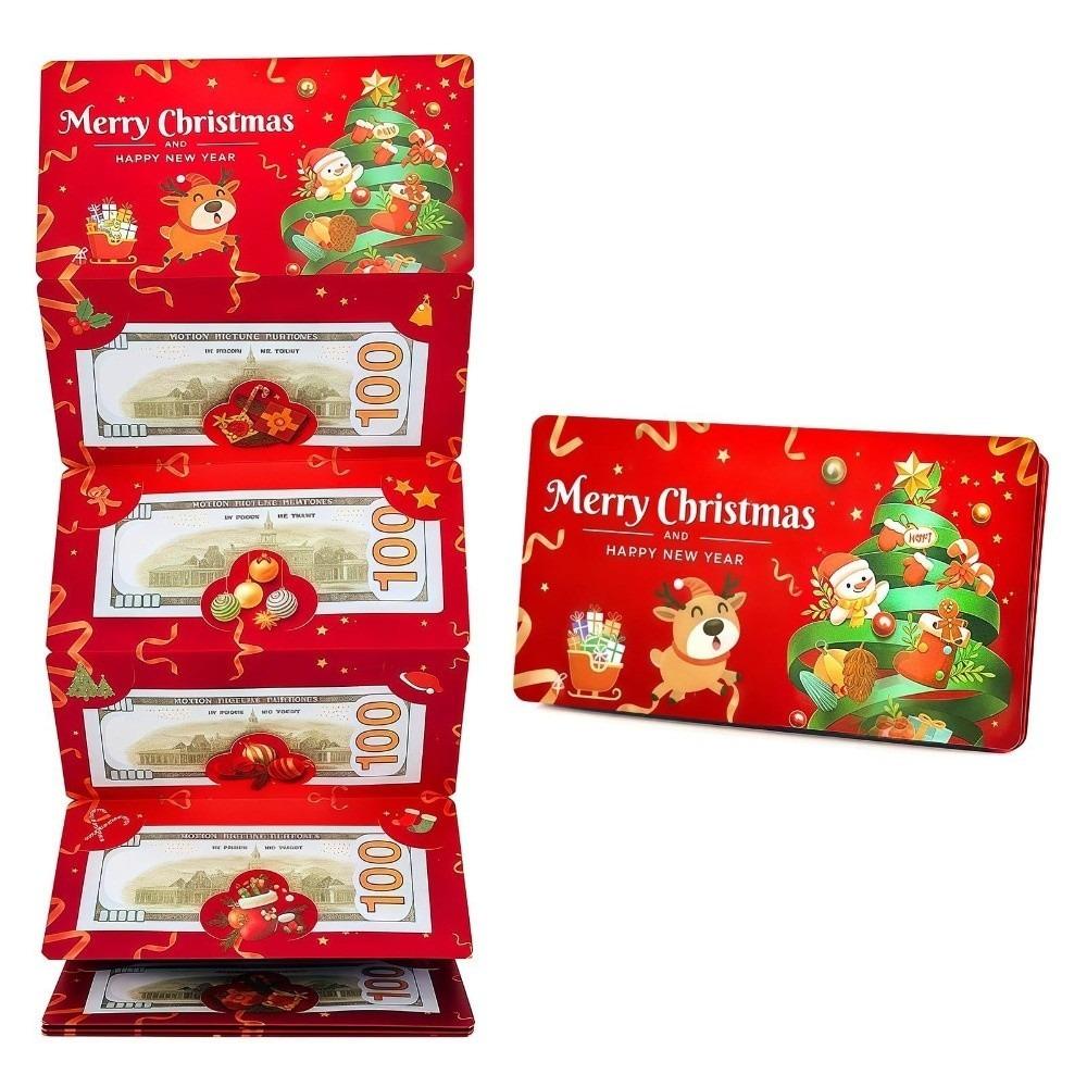 Santa Claus Christmas Cash Gift Envelope Christmas Tree with 10 Slots Folding Banknote Card Christmas Money Holders