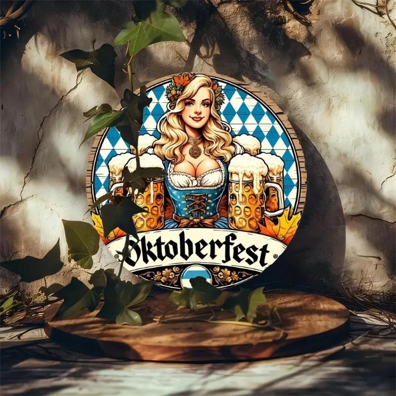 Hexenbesen Halloween Schild, Runde Aluminium Wandplakette 20x20cm