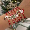 Creative Christmas Reindeer Snowman Bracelet INS Polymer Clay Beaded Adjustable Braided Hand Jewelry for Women Girls Holiday Gift Accessories