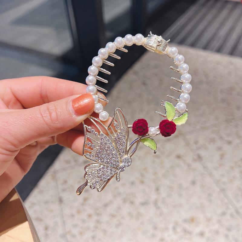 Exquisite Zircon Flower Tassel Hair Clip Fashion Shining Women Elegant High Horse Tail Hair Clip Plate Hair Artifact