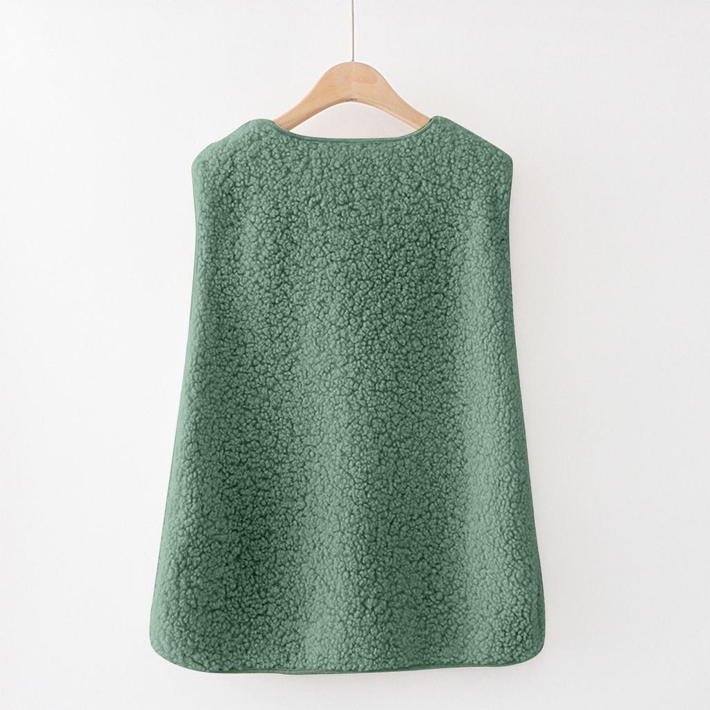 Women's Fashion Casual Loose Lamb Wool Female Short Winter Vest