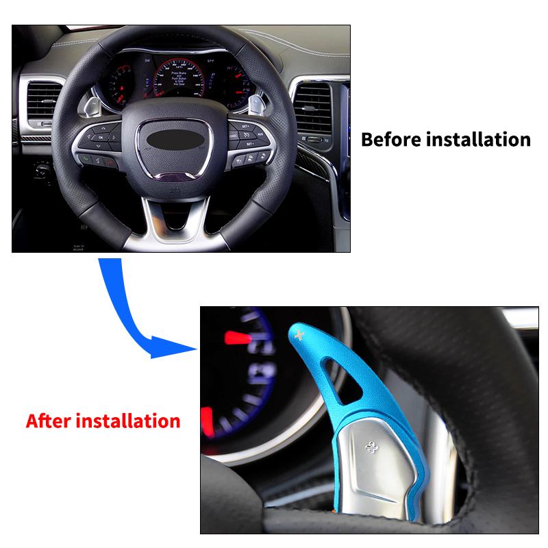 Shift Paddle For Dodge Challenger Charger Durango SRT 2017-2025 Jeep Cherokee SRT Car Steering Wheel Paddle Shifter DSG Sticker