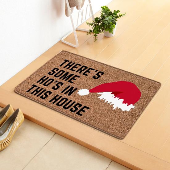 Door Mat Letter Print Water-absorbent Carpet Bedroom Living Room Christmas Welcome Mat Household