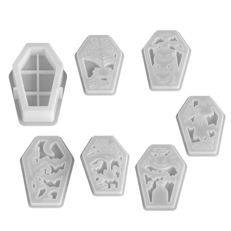 Halloween Hollow Ghost Pumpkin Spider Bat Silicone Mold Candlestick Holder DIY Epoxy Resin Gypsum Aromatherapy Mold Home Decor