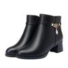 women's autumn and winter non-slip velvet cotton shoes medium heel women's leather shoes thick heel short boots       and elderly women's shoes