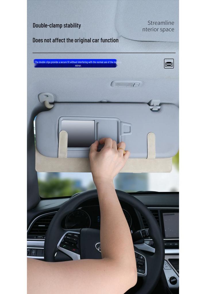 Extended Sun Visor with Sunglasses and Card Holder for Driver and Passenger