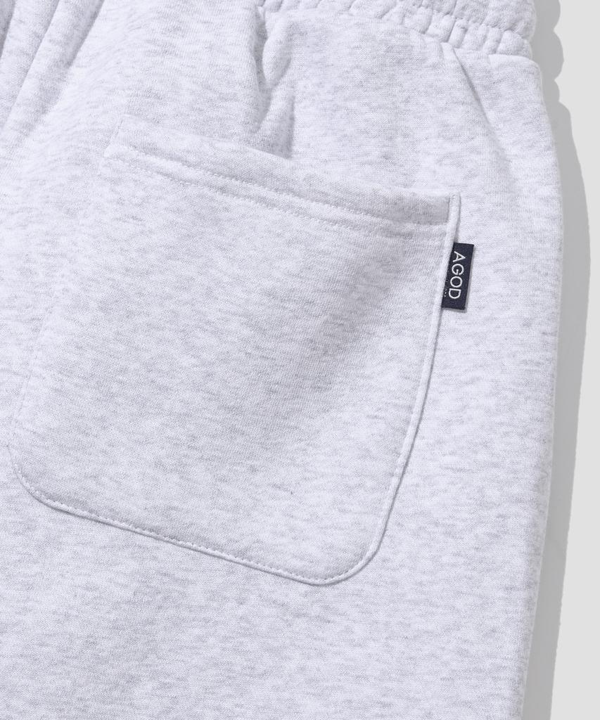 AGOD (Fleece-Lined) Single-Pleat Wide Sweatpants [White Melange]