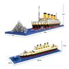 Titanic ship model children's toys birthday gift assembly building block plastic block with lamp toy Titanic building block toy