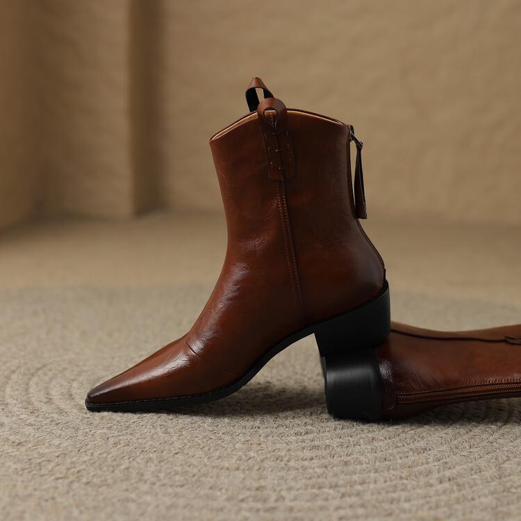 Stivaletti Western Colorati a Punta Acuta da Donna - Tacco Medio, Disponibili Taglie Grandi