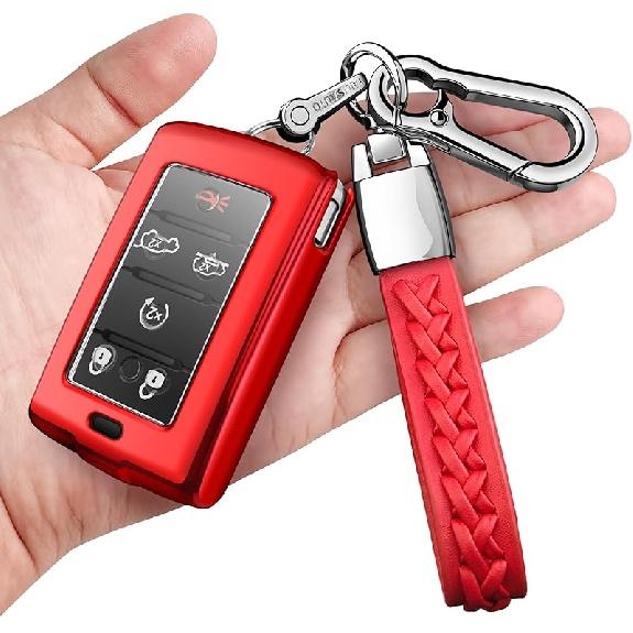 Autophone Compatible With Jeep Key Fob Cover With Keychain Fit For -2025 Grand Cherokee L Grand Wagoneer L Wagoneer Grand Cherokee L 5-6 Buttons