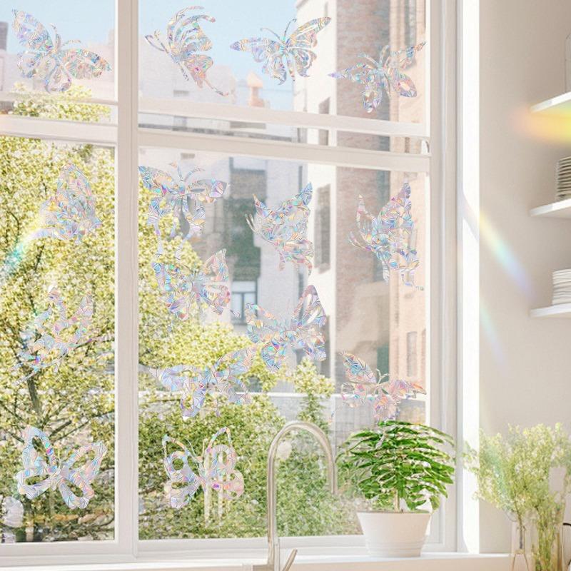 Colorful Window Sticker Rainbow Prism Butterfly Static Glass Sticker PVC Anti-collision Crash Glass Home Decor