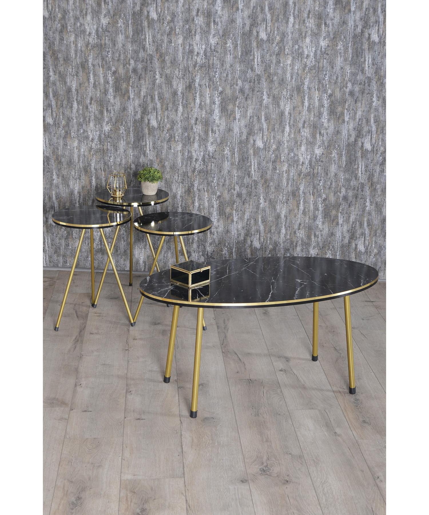 

Вложенный стол и центральный стол Ellipse Set Double Gold Bendir Metal