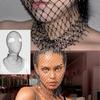 Rhinestone Fishnet Face Veil, High-End Photo Prop, Stylish & Creative Grid Sparkly Headpiece Head Veil Accessory