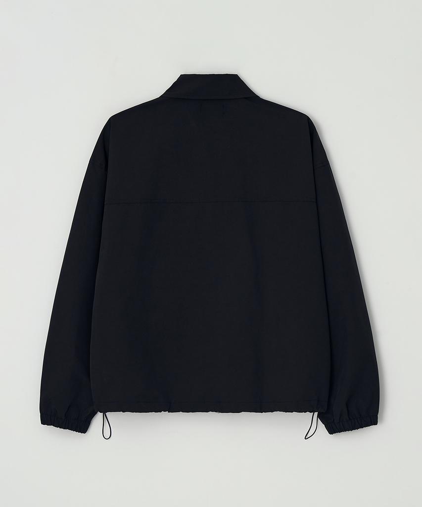 Nus Yei Black Collared Windbreaker Jacket