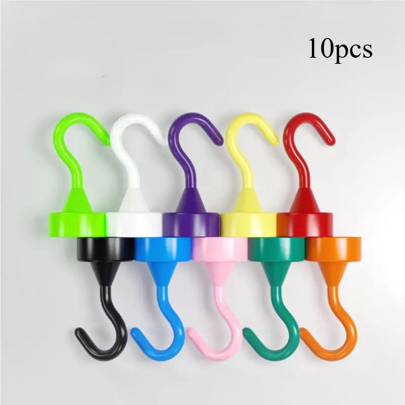 

10pcs Multi-Color Magnetic Storage Hooks, 0-8KG Weight Capacity, Durable Magnets for Hanging on Refrigerators and Ceilings