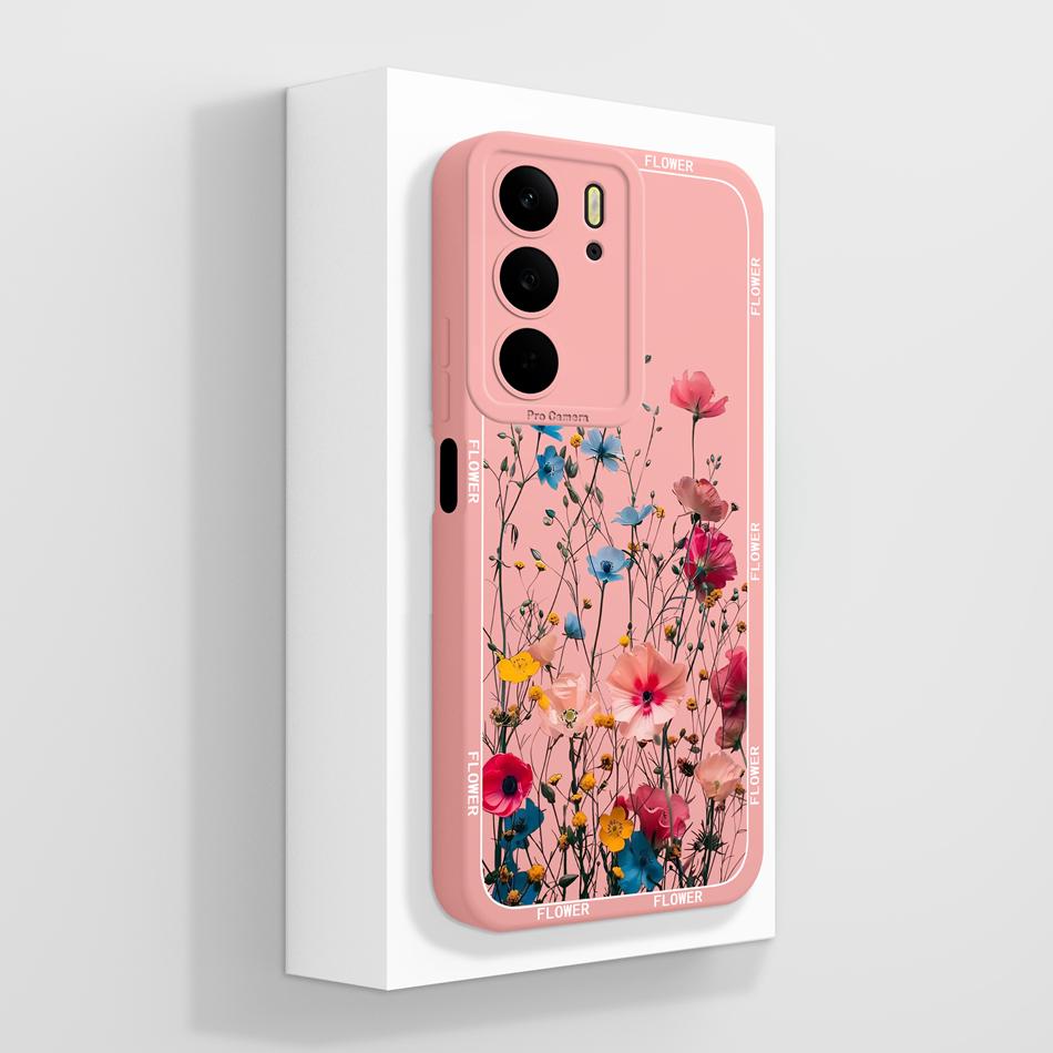 For Realme C75 C75X C73 C71 Case Painted Flowers Soft Liquid Silicone Back Cover For Realme C 75 Full Protection Phone Bumper