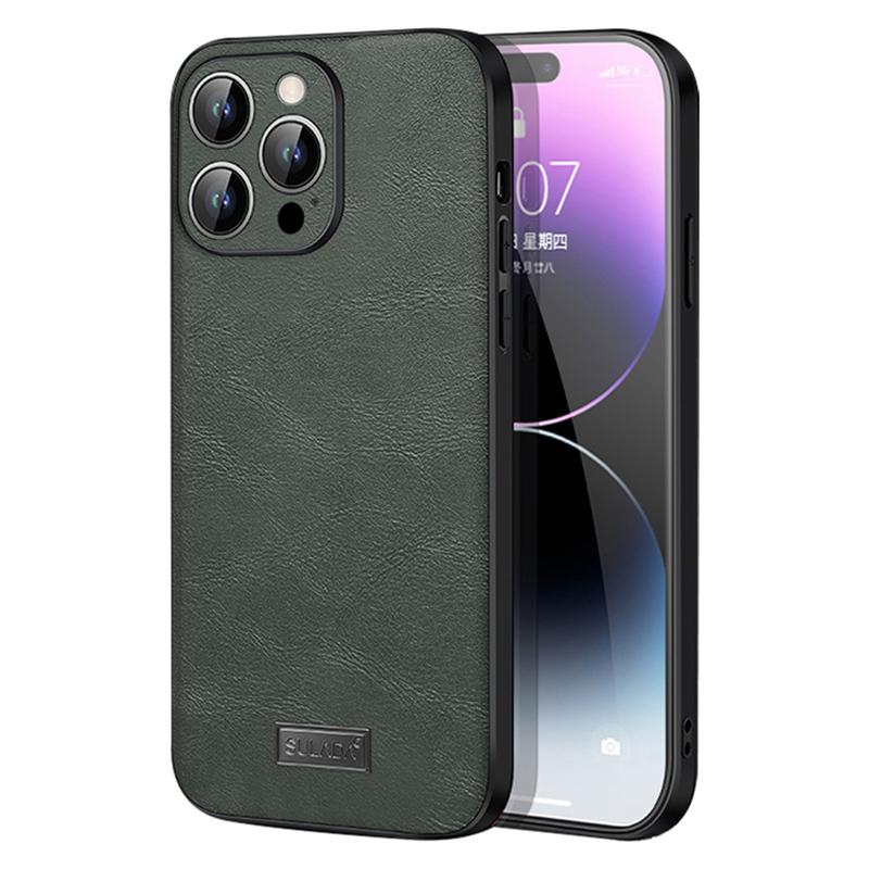 SULADA For iPhone 15 Pro Max PU Leather+TPU+PC Phone Case Shockproof Back Cover