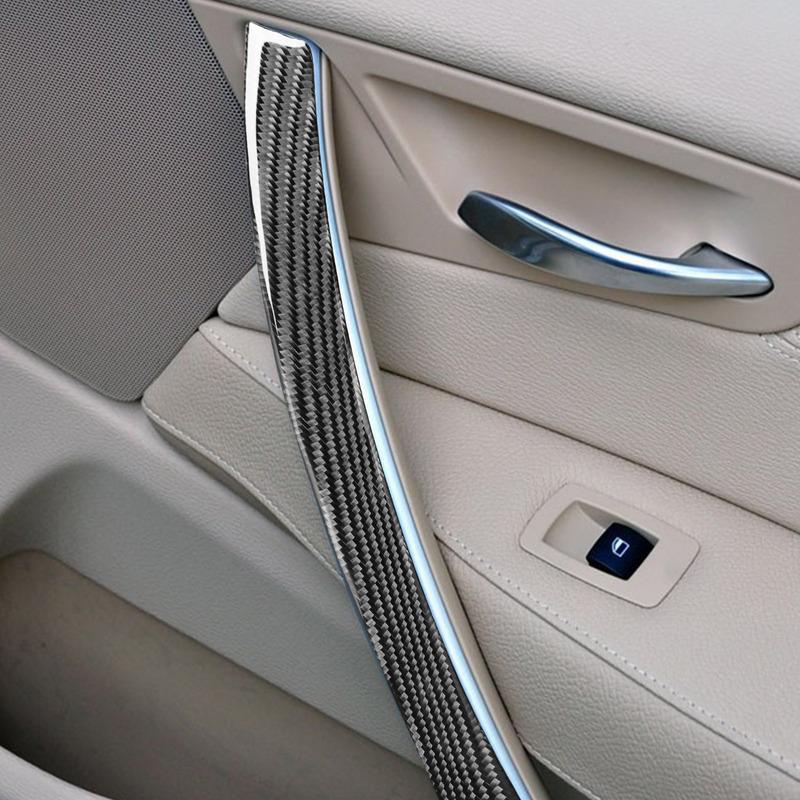 Real Carbon Fiber Car Accessories Door Puller Panel Trim Cover Soft Sticker For BMW X3 E83 2004 2005 2006 2007 2008 2009 2010