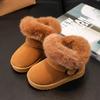 Girls Faux Fur Winter Boots For Girls Thick Warm Children's Plush Boots PU Leather Teenager Girl's Snow Boots Casual Boy's Cotton Shoe