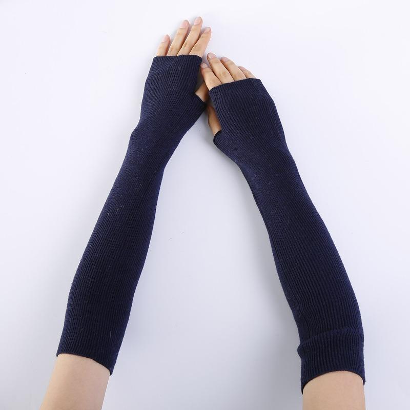 Botvotee Cashmere Arm Warmers Soft Y2k Accessories Sleeves for Women Arm Guard Winter Knit Warm Half Finger Fashion Pink Gloves