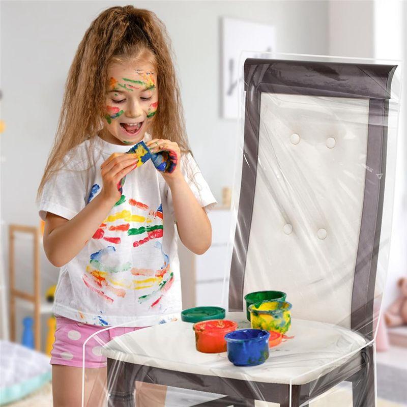 Good-Waterproof PVC Dining Chair Slipcovers With Backrests, 4 Pack Thick Plastic Protectors, Easily Washable Removable Seat Cove