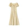 New summer beautiful long dress, small dopamine wear French yellow floral dress, women's clothing