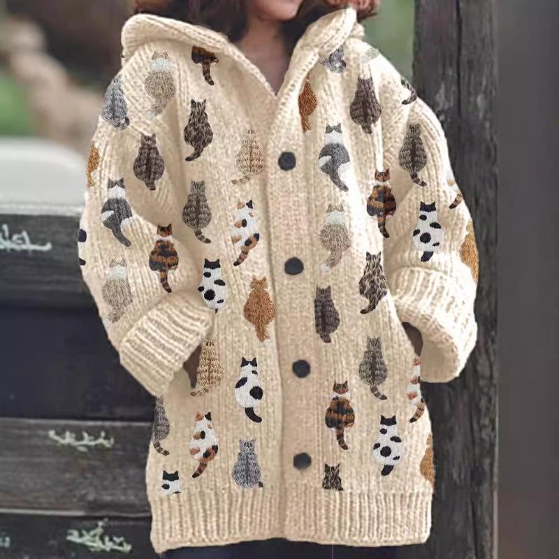 S-5XL for 2025 New 3D Printed Autumn and Winter Jacket Thickened Hooded Cardigan Sweater