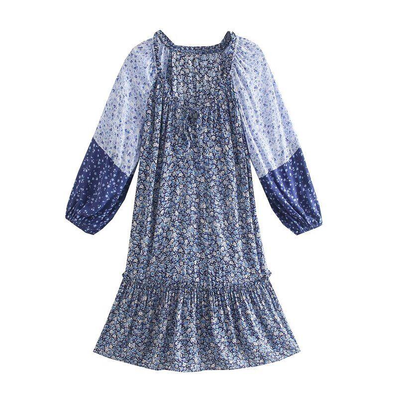 Fashion Style 2024 Summer New Arrival Women's Clothing Loose Easiest for Match Stylish Flowers Print Layered Patchwork Dress