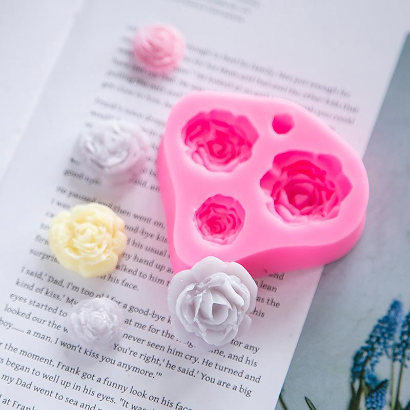 Silikonform mit vier Rosen, Gießharzform, für Schokolade, Kuchen, Fondant, Dekoration, Backform, Schmuckherstellung, Dessert-Werkzeug, Haushalt, Küche