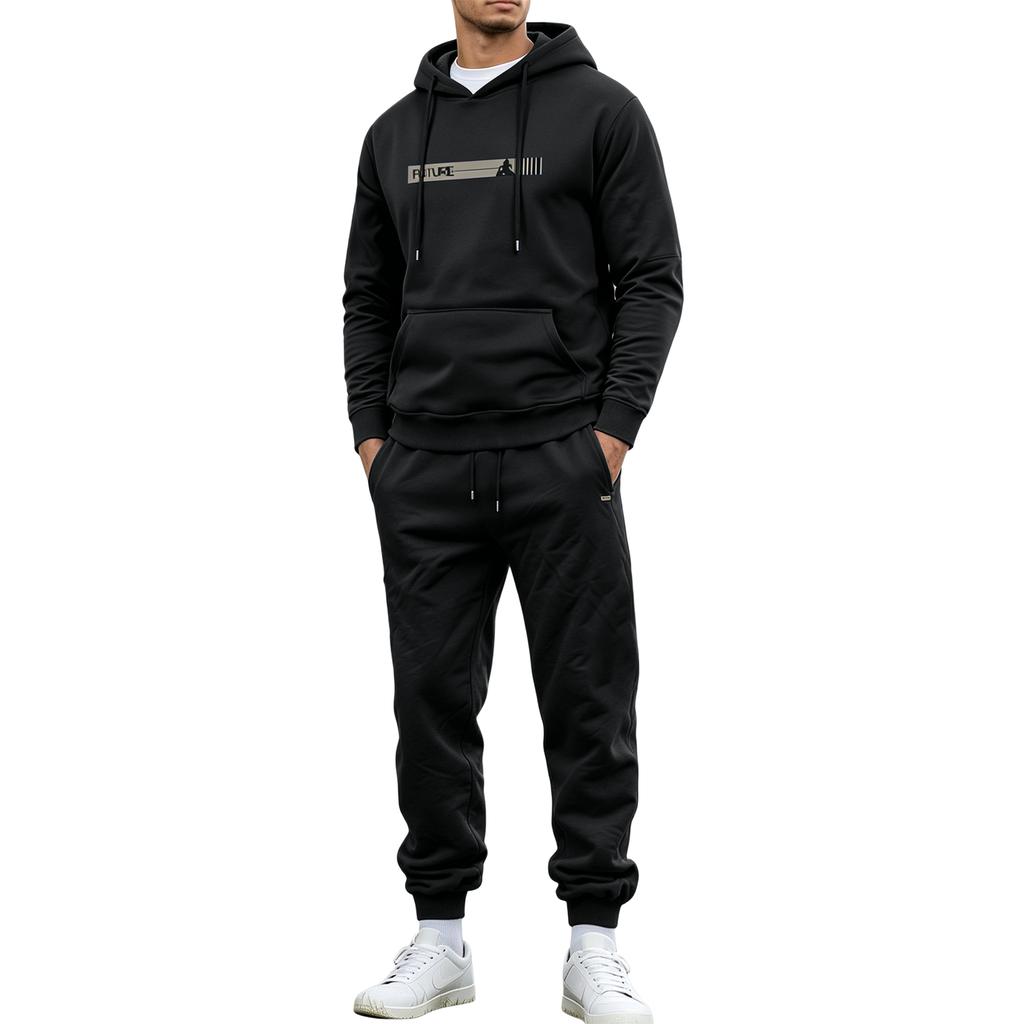 Unisex Printed Hoodie and Drawstring Jogger Set for Casual Everyday Wear