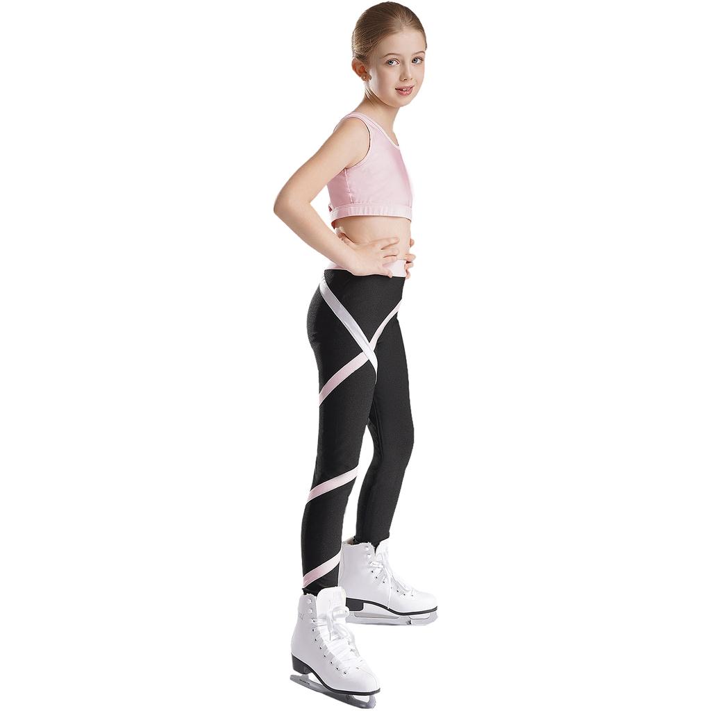 Dívčí Crop Top s U výstřihem, kříženými ramínky a klíčovou dírkou na zádech, bez rukávů, Color Block Legíny, Jógový Sportovní Set
