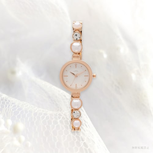 Fieldwork Women's Analog Watch with Metal Band and Bracelet, Pearl and Mepal Stones, Pink Gold, ST297-3