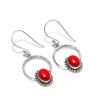 Cercei cu Piatră Prețioasă Coral Roșu Natural, Cercei din Argint Sterling 925, Cercei Atârnători Bijuterii Boho Handmade din Argint, Cadou de Ziua de Naștere Pentru Bărbați