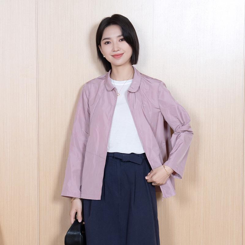 

YUN Женская осенняя повседневная однотонная рубашка-куртка с длинным рукавом XL (60-67.5 kg) розовый