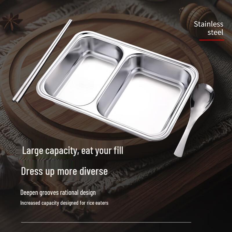 Deep 316 Stainless Steel 2-Compartment Meal Tray, 10-Pack
