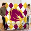 1Pc BrisbaneBroncos Print Flannel Blanket, High Quality Comfortable for All Seasons, Home Decor, Warmth and Comfort, Perfect for Christmas Gifts