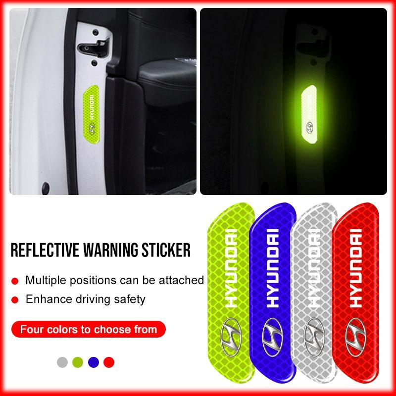 4PCS Car Door Safety Warning Reflective Mark 3D Sticker Car Accessories For Hyundai I30 Tucson I20 Accent I10 Elantra Veloster Getz
