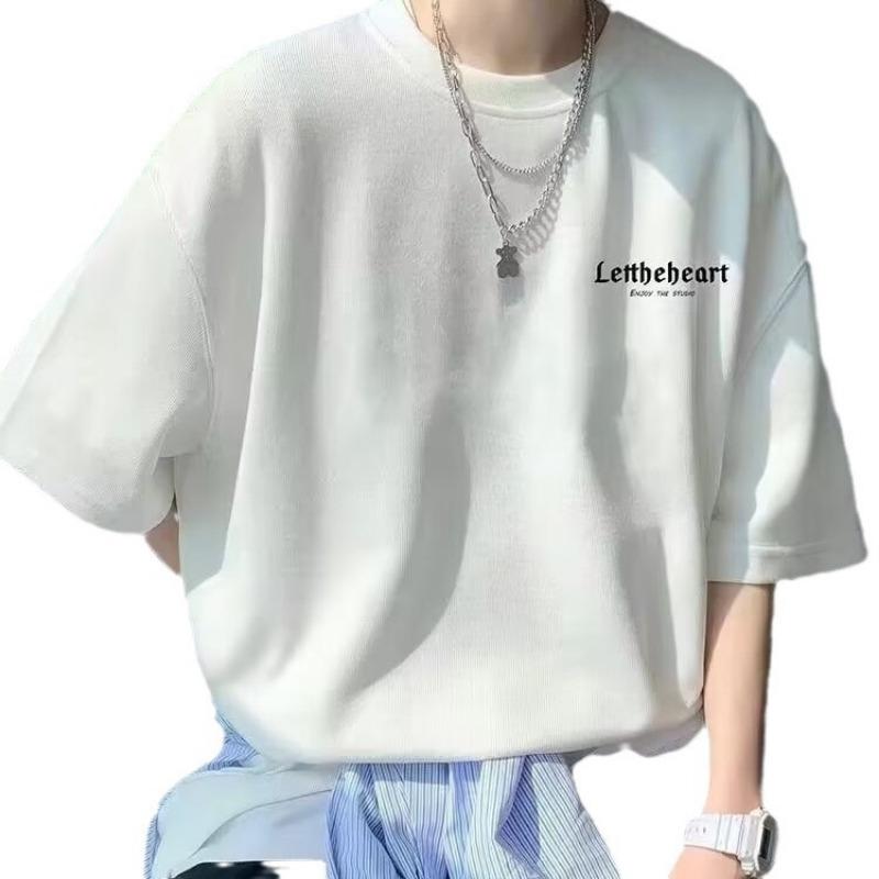 Short-sleeved T-shirt for Men, Summer New Korean Version, Trendy Brand T-shirt, Loose and Versatile, Round Neck, Half-sleeved, Simple Men's Top