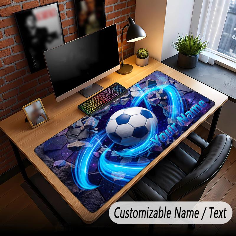 Soccer Theme Custom Mouse Pad Personalized With Name Text Customized Desk Mat For Office Home Decor